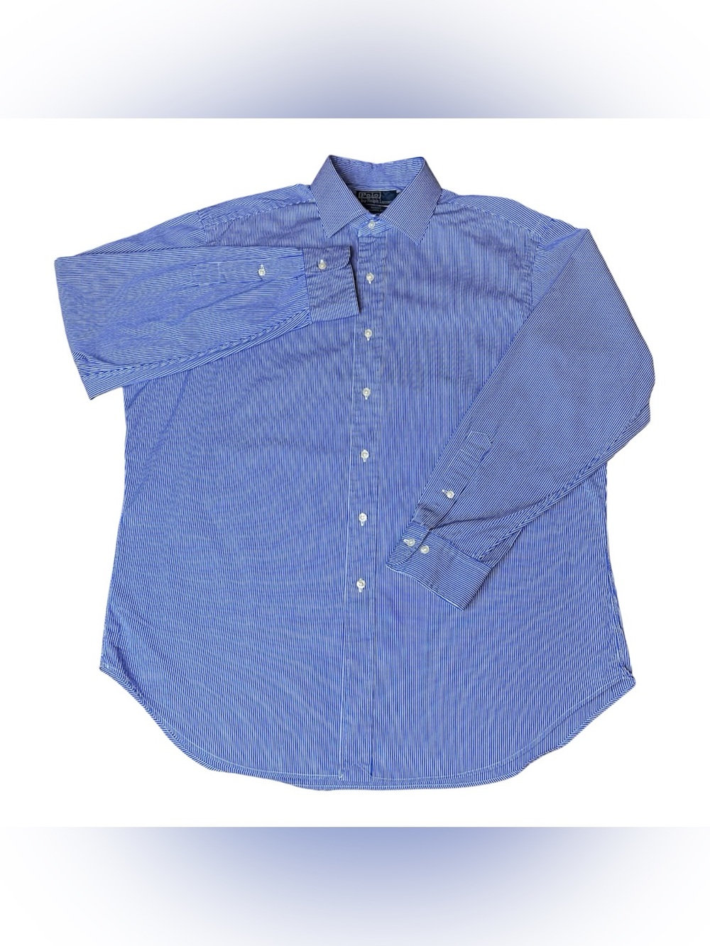 Polo Ralph Lauren Regent Classic Fit Blue White Pinstripe Shirt Men 17 34/35